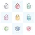 Data Brick inside Padlock securiy logo icon design vector Royalty Free Stock Photo