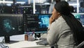 Data center admin does machine learning node tree programming Royalty Free Stock Photo