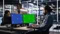 Data center admin using isolated screen mockup PC Royalty Free Stock Photo