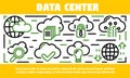 Data center banner, outline style Royalty Free Stock Photo