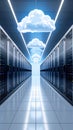 Data Center with Cloud Computing Theme Racks and Servers Processing Information Royalty Free Stock Photo