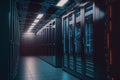 Data center computers, large facility with servers, storage solution, Generative Ai Royalty Free Stock Photo