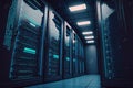 Data center computers, large facility with servers, storage solution, Generative Ai Royalty Free Stock Photo