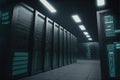 Data center computers, large facility with servers, storage solution, Generative Ai Royalty Free Stock Photo