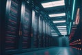 Data center computers, large facility with servers, storage solution, Generative Ai Royalty Free Stock Photo