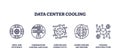 Data center cooling icons include snowflake, thermometer, and airflow fan. ... Royalty Free Stock Photo