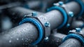 Data Center Cooling Pipeline Infrastructure with Industrial Connectors and Moisture-Protected Metal Systems Royalty Free Stock Photo