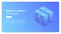 Data center. Datacenter server farm isometric concept. Modern data center hero image design Royalty Free Stock Photo