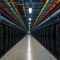 Data Center With Endless Server Racks 081125 Royalty Free Stock Photo
