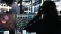 Data center engineer sees critical error message while using node tree software Royalty Free Stock Photo