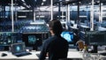 Data center engineer system administrator AI systems for uptime and efficiency Royalty Free Stock Photo