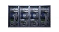 Data Center with Four Server Racks on White Background Hardware Equipment High Performance Computing Telecommunication Royalty Free Stock Photo
