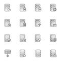 Data center hosting line icons set