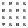 Data center hosting vector icons set