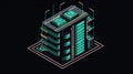 A data center icon representing the infrastructure and hardware needed to store and process massive created with Generative AI Royalty Free Stock Photo