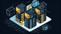 A data center icon representing the infrastructure and hardware needed to store and process massive created with Generative AI Royalty Free Stock Photo