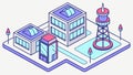 Data Center Isometric with Server Racks and Antennas, vector design Generative AI Royalty Free Stock Photo