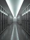 Data Center with long row of servers Royalty Free Stock Photo