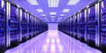Data Center Multiple Rows Operational Server Racks. Modern Telecommunications, Cloud Computing, Artificial Intelligence, Database Royalty Free Stock Photo