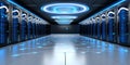 Data Center Multiple Rows Operational Server Racks. Modern Telecommunications, Cloud Computing, Artificial Intelligence, Database Royalty Free Stock Photo