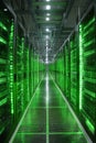 Data Center Multiple Rows Operational Server Racks. Modern Telecommunications, Cloud Computing, Artificial Intelligence, Database Royalty Free Stock Photo