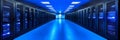 Data Center Multiple Rows Operational Server Racks. Modern Telecommunications, Cloud Computing, Artificial Intelligence, Database Royalty Free Stock Photo