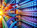 Data Center Network Infrastructure Visualizing Server Connectivity Ethernet Cables and Network Switches for Optimal