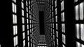 Data center room, rack 3D rendering. Network, database, supercomputer connection, networking animation with futuristic, alpha chan Royalty Free Stock Photo