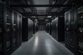 data center, with rows of servers and racks of equipment visible Royalty Free Stock Photo