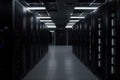 data center, with rows of servers and racks of equipment visible Royalty Free Stock Photo