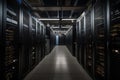 data center, with rows of servers and racks of equipment visible Royalty Free Stock Photo