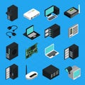 Data Center Server Equipment Icons Set