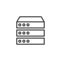Data center, server line icon