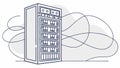 Data Center Server Rack with Abstract Data Flow, vector design Generative AI Royalty Free Stock Photo