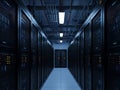 Data Center Server Rack Corridor IT. Royalty Free Stock Photo