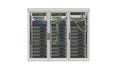 Data Center Server Rack with Network Cabling and Green LED Indicators Royalty Free Stock Photo