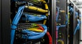 Data Center Server Rack and Network Cabling Royalty Free Stock Photo