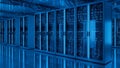 Data Center Server Racks with Blue LED Lights, Network Infrastructure, Tech Background Royalty Free Stock Photo