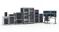 Data Center Server Racks on Clean White Background Server Room with Multiple Computer Systems Networks Connections Royalty Free Stock Photo