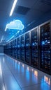 Data Center Server Racks with Cloud Computing Concept and Modern Technology Royalty Free Stock Photo