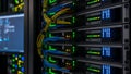 Data center server racks with colorful network cables Royalty Free Stock Photo
