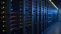Data center server racks hosting information technology and telecommunications systems infrastructure Royalty Free Stock Photo