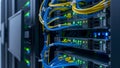 Data center server racks with network cables Royalty Free Stock Photo