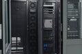 Data center server racks and network equipment in a modern IT infrastructure room with cooling systems Royalty Free Stock Photo