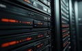 Data Center Server Racks with Red Lights Royalty Free Stock Photo