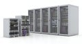 Server Racks in Data Center on White Background for Hosting Solutions and Cloud Computing Infrastructure Management Royalty Free Stock Photo