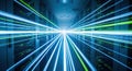 Data center server racks sending high speed optical data Royalty Free Stock Photo