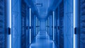 Data Center Server Room Blue Lit Network Infrastructure Royalty Free Stock Photo