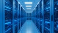 Data Center Server Room Blue Network Infrastructure, IT Technology Royalty Free Stock Photo