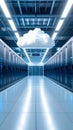 Data center server room with cloud computing concept and digital storage Royalty Free Stock Photo